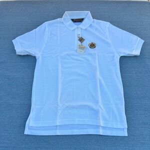 Vintage Burberrys Kids White 100% Cotton SS Polo Shirt‎ Logo Crest Size S